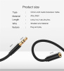 Кабель jack 3.5mm (AUX), папа-мама, 0,5 метра, ткань, черный