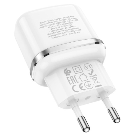 Зарядное устройство сетевое - блок питания HOCO N24, 1 USB Type-C PD20W, белый