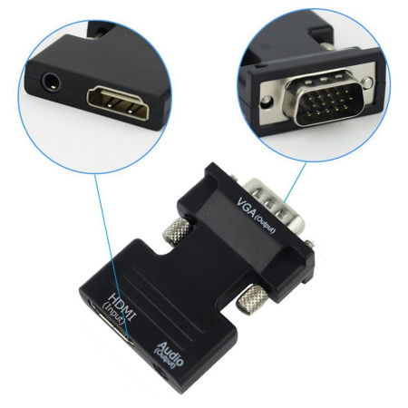 Адаптер - переходник HDMI – VGA - jack 3.5mm (AUX) PRO MINI, черный
