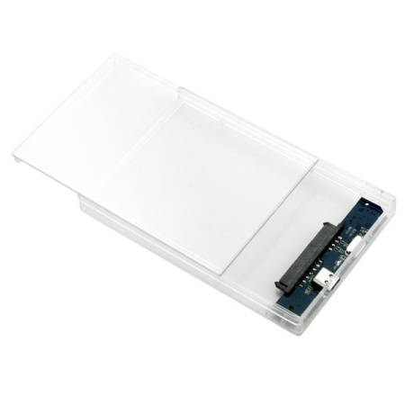 Внешний корпус - бокс SATA - MiniUSB - USB2.0 для жесткого диска SSD/HDD 2.5”, прозрачный