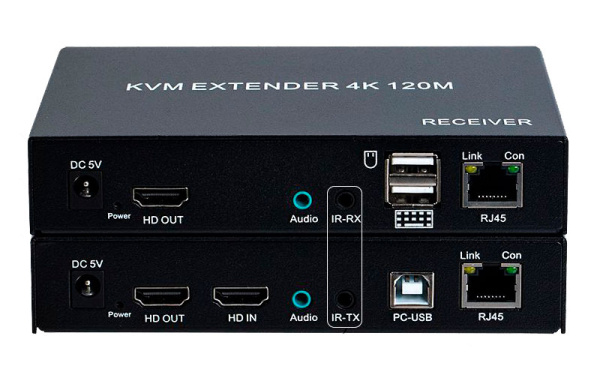 Адаптер - KVM-удлинитель HDMI 4K на 120 метров, черный