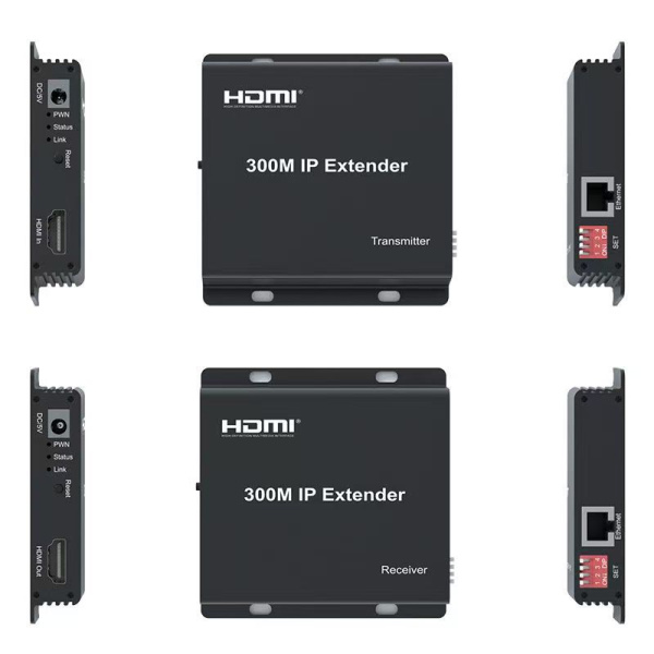 IP-удлинитель сигнала HDMI по витой паре RJ45 (LAN) до 300 метров, активный, FullHD 1080p, EDID, комплект 1 TX + 4 RX + коммутатор RJ45