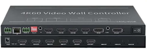 Контроллер видеостены HDMI /DisplayPort  4K@60Hz UltraHD 2x3 до 6 экранов 5 входов, RS232, RJ45, AUX, пульт ДУ