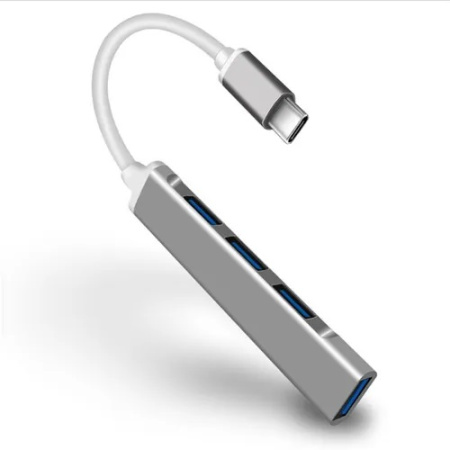 Адаптер - переходник - хаб USB3.1 Type-C на USB3.0 - 3x USB2.0, серый