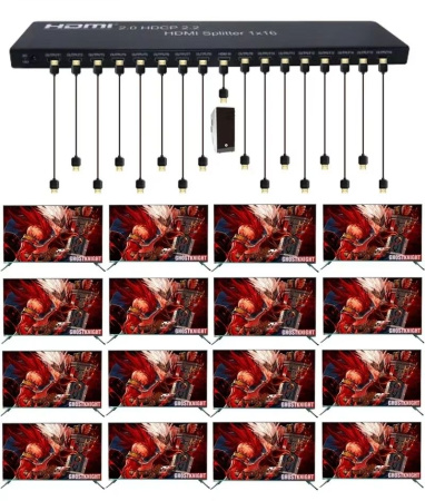 Разветвитель - сплиттер HDMI 1x16, UHD 4K 60HZ, RS232, EDID (программируемый)