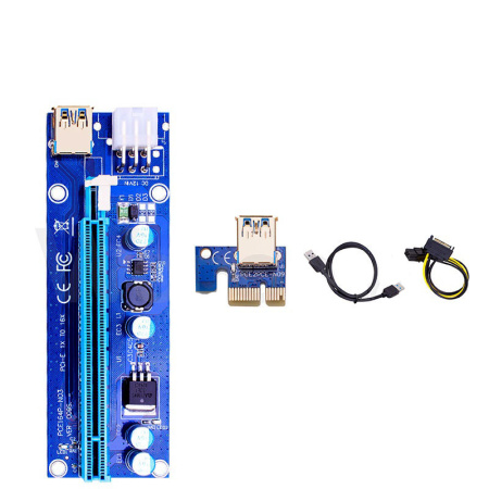 Адаптер - райзер USB3.0 PCI-E 1X на 16X, 6pin (ver.009S)