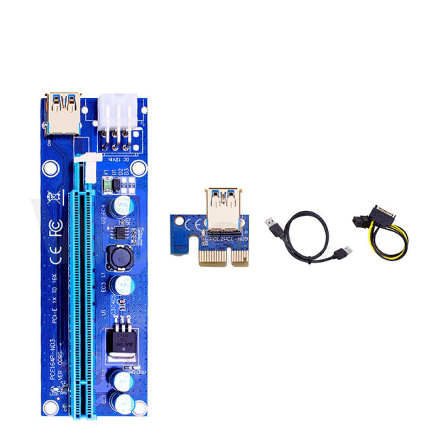 Адаптер - райзер USB3.0 PCI-E 1X на 16X, 6pin (ver.009S)