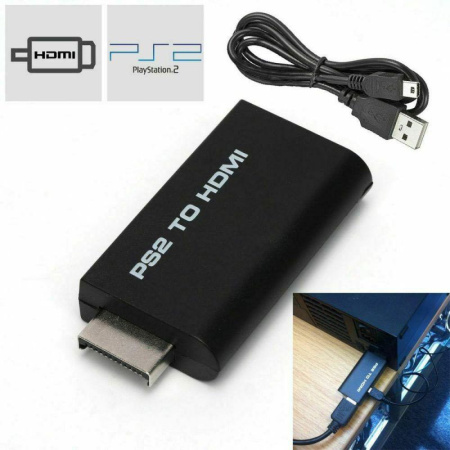 Адаптер - переходник PS2 - HDMI + jack 3.5mm (AUX), черный