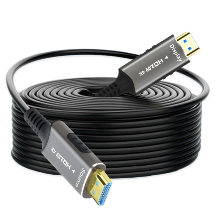 Кабель оптический HDMI v2.0 Optical UltraHD 4K 60Гц, поддержка HDR, ARC, 18 Гбит/с, 100 метров, черный
