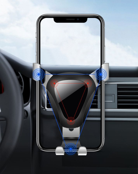 Автомобильный гравитационный держатель для телефона MOD02 на воздуховод (дефлектор), черный