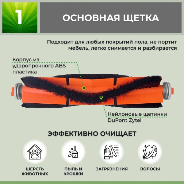 Набор аксессуаров Medium для робота-пылесоса Xiaomi Mi Robot Vacuum-Mop 2 Lite (MJSTL), черные боковые щетки