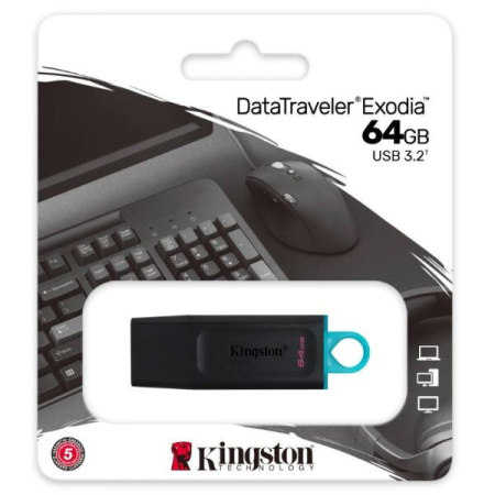 Флешка 64GB Kingston DataTraveler Exodia (DTX/64GB), USB 3.0, черный