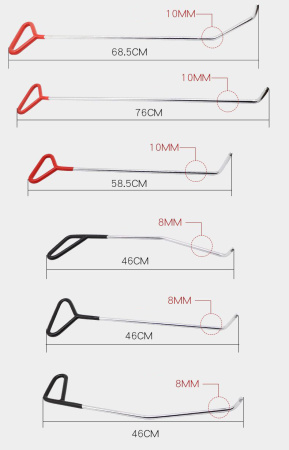 Профессиональный набор крючков и сменных головок для беспокрасочного удаления и вытягивания вмятин на кузове автомобиля