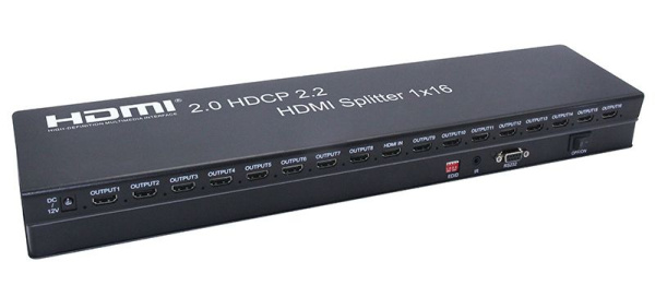 Разветвитель - сплиттер HDMI 1x16, UHD 4K 60HZ, RS232, EDID (программируемый)