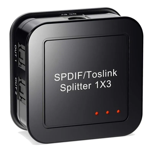 Цифровой аудио разветвитель - сплиттер 1x3 оптический (Toslink/SPDIF) MINI, черный