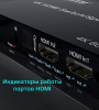 Матричный коммутатор - свитч-сплиттер 2×4 HDMI PRO, 4K 60HZ, оптика (Toslink/SPDIF), jack 3.5mm (AUX), пульт, черный