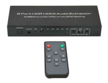 Переключатель - свитч HDMI 5x1 + аудио, UHD 4K 60Hz