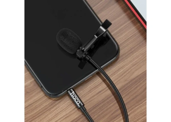 Микрофон HOCO DI02 на клипсе (в петлицу), jack 3.5mm, 2м, черный