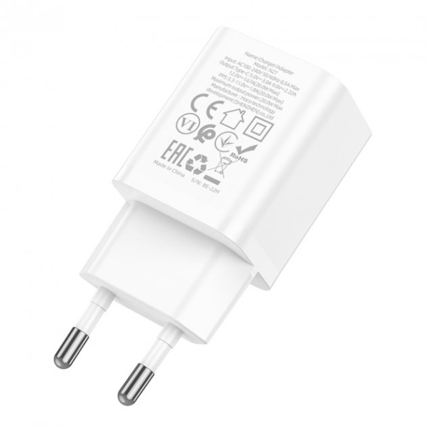 Зарядное устройство сетевое - блок питания HOCO N27, 1 USB Type-C PD20W, белый