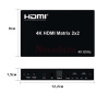 Матричный коммутатор - свитч-сплиттер 2×2 HDMI PRO, 4K 60HZ, оптика (Toslink/SPDIF), jack 3.5mm (AUX), пульт, черный