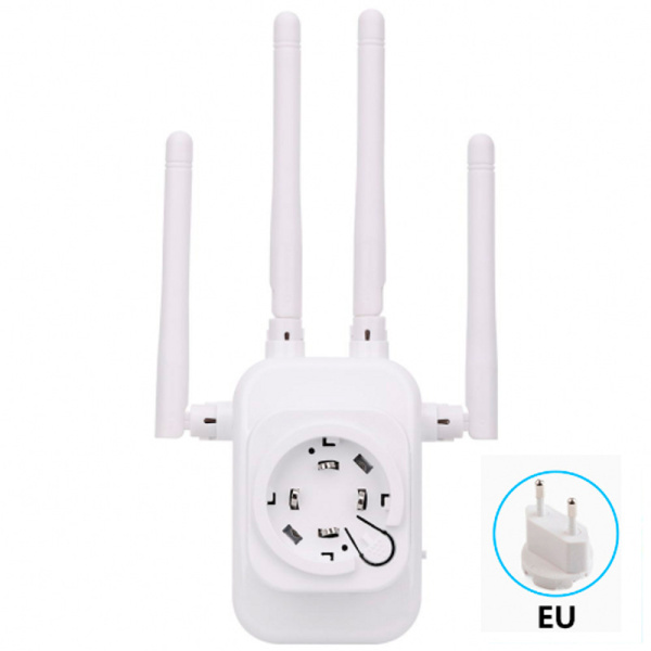 Адаптер - репитер, повторитель, усилитель Wi-Fi сигнала ver.03, до 300 Мбит/с, 4 антенны, белый