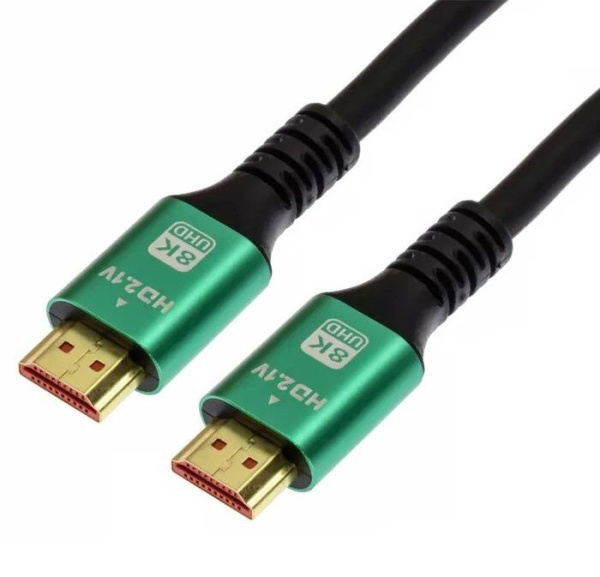 Кабель HDMI v2.1 Premium UltraHD 8K 120Гц, 48 Гбит/с, папа-папа, 2 метра, черный