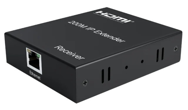 Удлинитель сигнала HDMI по витой паре RJ45 (LAN) до 200 метров, активный, FullHD 1080p, комплект, черный
