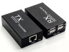 Адаптер - USB удлинитель по сетевому кабелю RJ45 до 200 метров для клавиатуры, мышки, камеры, принтера, комплект, черный