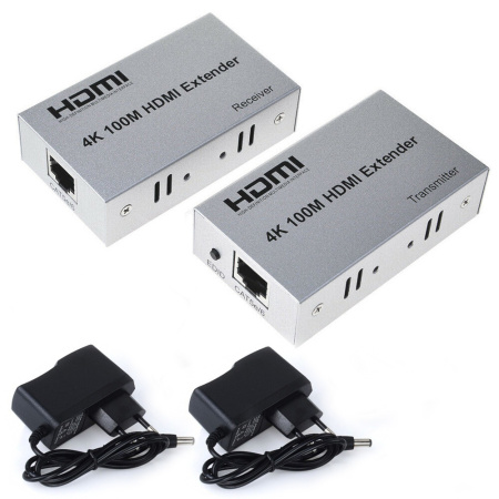 Удлинитель сигнала HDMI по витой паре RJ45 (LAN) до 100 метров, активный, UltraHD 4K, комплект