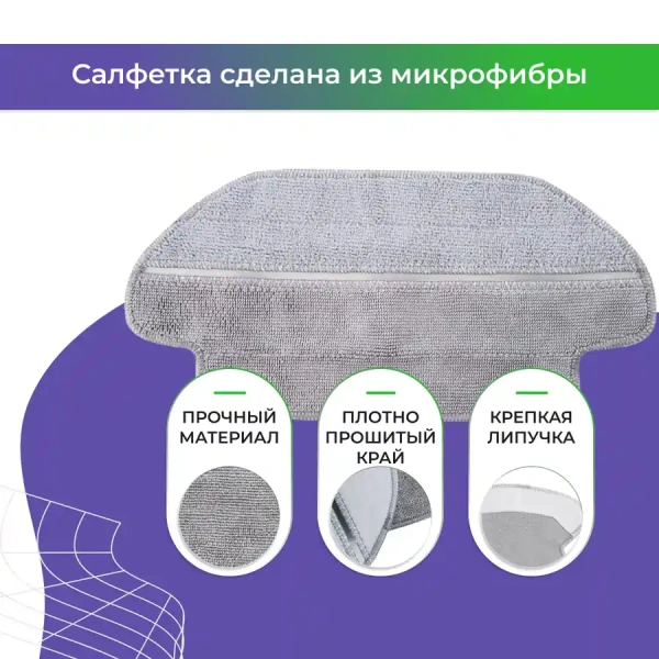 Салфетка (тряпка) - многоразовая микрофибра для влажной уборки для робота-пылесоса Xiaomi Mi Robot Vacuum-Mop P (STYTJ02YM)