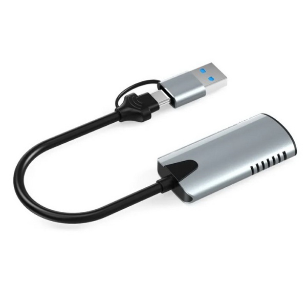 Карта видеозахвата USB3.1 Type-C / USB3.0 Type-A - HDMI, ver.02, серый