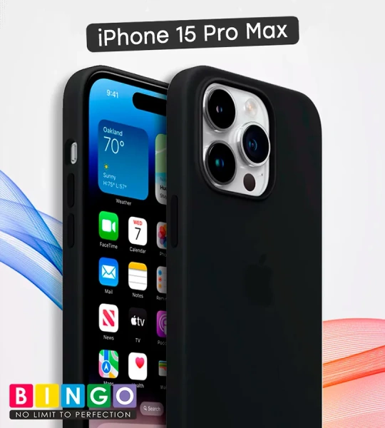 Чехол - бампер для Apple iPhone 15 Pro Max, Bingo Silicone Case, черный