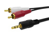 Кабель 2x RCA - jack 3.5mm (AUX), папа-папа, 0,25 метра, черный