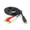 Кабель 2x RCA - jack 3.5mm (AUX), папа-папа, 5 метров, черный