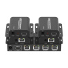 Разветвитель, сплиттер HDMI 1x4 FullHD 1080p до 60 метров - удлинитель сигнала по витой паре RJ45 UTP (LAN), ver.01, активный, комплект, черный