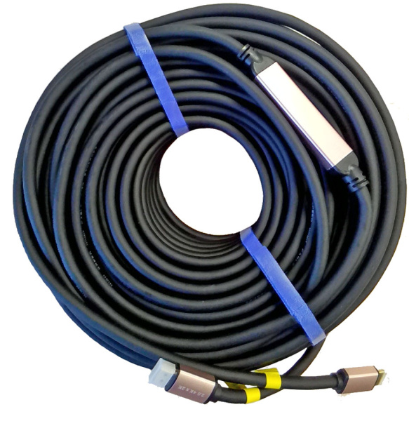 Кабель с усилителем-репитером HDMI - HDMI v2.0, 4K 3D, папа-папа, 40 метров, черный