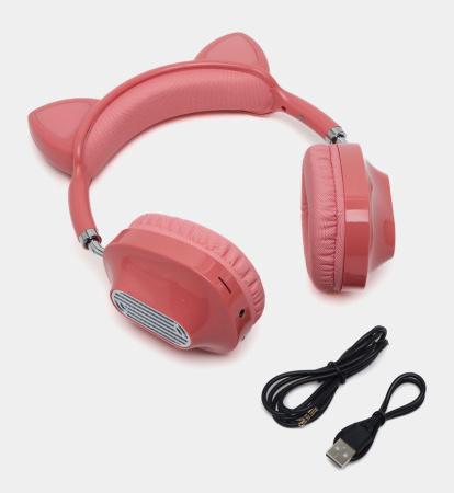 Беспроводные Bluetooth наушники HOCO ESD13, полноразмерные, "кошачьи ушки", розовый