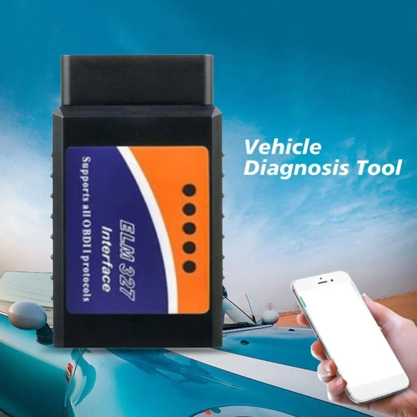 Автосканер ELM327 OBD2 v1.5 - aдаптер OBDII ver1.5, Bluetooth v5.1, с индикацией работы, черный