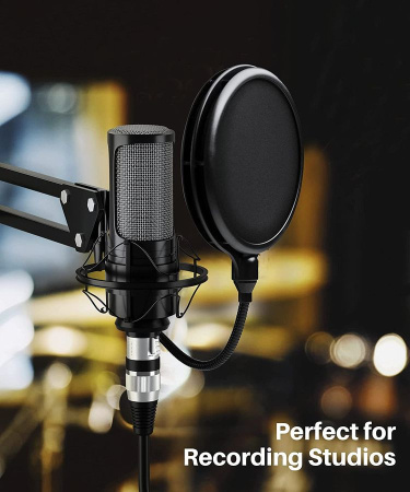 Аудио-кабель XLR (для микрофона, гитары, инструментов), M-F, black, 5 метров