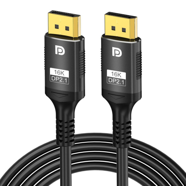 Кабель DisplayPort - DisplayPort v2.1 16K30Hz / 8K60Hz / 4K240Hz, 80Gps, 12bit, папа-папа, 2 метра, черный