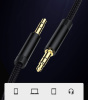 Кабель jack 3.5mm (AUX), папа-папа, 0,5 метра, ткань, черный