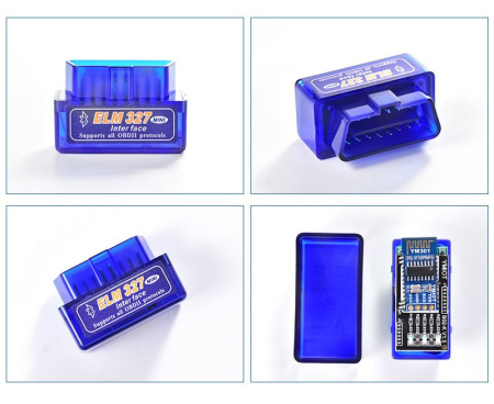 Автосканер ELM327 OBD2 v1.5 двухплатный с оригинальным чипом PIC18F25K80 - aдаптер OBDII ver1.5, Bluetooth v5.1, синий