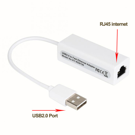 Адаптер - переходник USB2.0 - RJ45 (LAN) до 100 Мбит/с, белый