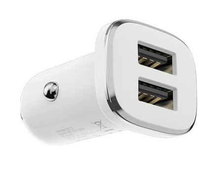 Автомобильное зарядное устройство USB BOROFONE BZ12, 2.4A, 2 USB, белый