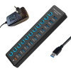 Хаб - концентратор USB3.0 11 портов mod. 611-7/4, до 5 Гбит/с, активный 12V3A с кнопками, быстрая зарядка, ABS-пластик