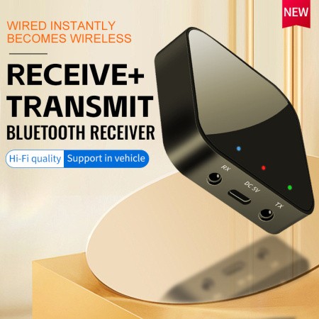Беспроводной аудио адаптер Bluetooth v5.3 RX/TX приемник-передатчик T38, черный