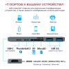 Адаптер - переходник - хаб 7in1 2x USB3.1 Type-C на HDMI - 2x USB3.0 - 2x USB3.1 Type-C - картридер TF/SD, серый