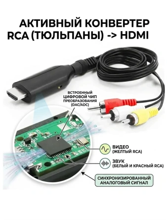 Кабель - переходник RCA (AV) на HDMI ver.03, черный