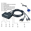 Адаптер - 2-х портовый KVM-переключатель HDMI с кабелями 1,2 метра, черный