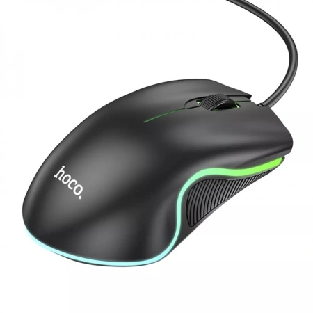 Мышь игровая проводная HOCO GM19, RGB подсветка, 1000dpi,  2кн. 1кол., черный